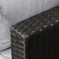 Outsunny 7 Piece Outdoor Patio Furniture Set with 4.75" Thick Cushions, Aluminum Frame Outdoor PE Rattan Wicker Sectional Sofa Set with Slat Wood Grain Plastic Top Coffee Table, Light Gray(m-8)