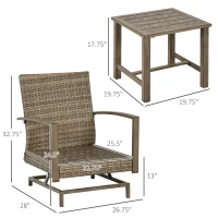 Outsunny Patio Bistro Set, Porch Furniture with Soft Cushions and Rocking Function for Yard, Lawn, Porch, Light Gray(m-3)