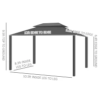 Outsunny 12' x 10' 2 Tier Gazebo, Steel & Aluminum, Gray(m-3)