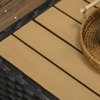 Outsunny 7 Piece Outdoor Patio Furniture Set with 4.75" Thick Cushions, Aluminum Frame Outdoor PE Rattan Wicker Sectional Sofa Set with Slat Wood Grain Plastic Top Coffee Table, Light Gray(m-9)