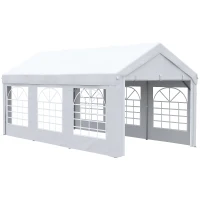 Outsunny 10' x 20' Party Tent & Carport, Large Outdoor Canopy Tent Portable Garage with Removable Sidewalls and Windows, White Tents for Parties, Wedding and Events(m-2)