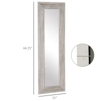 HOMCOM Rustic Wall Hanging and Leaning Floor Full Length Mirror, Gray(m-3)