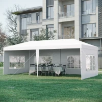 Outsunny 19' x 9' Party Tent Gazebo Canopy with 4 Removable Window Side Walls for Outdoor Event, Wind Ropes and Ground Stakes Included, White(m-1)
