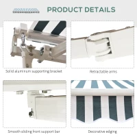 Outsunny 8' x 7' Retractable Awning, Patio Awnings, Sunshade Shelter with 280 g/m² UV & Water-Resistant Fabric and Aluminum Frame for Deck, Balcony, Yard, Green and White(m-9)