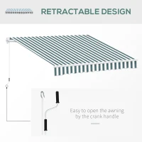 Outsunny 8' x 7' Retractable Awning, Patio Awnings, Sunshade Shelter with 280 g/m² UV & Water-Resistant Fabric and Aluminum Frame for Deck, Balcony, Yard, Green and White(m-5)