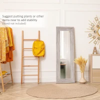 HOMCOM Rustic Wall Hanging and Leaning Floor Full Length Mirror, Gray(m-8)