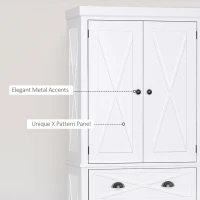 HOMCOM 6ft Wood Farmhouse Colonial Kitchen Pantry Cabinet, with 4 Adjustable Shelves, 2 Wood Pantries, & 1 Drawer, White(m-8)