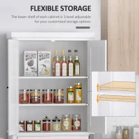 HOMCOM 6ft Wood Farmhouse Colonial Kitchen Pantry Cabinet, with 4 Adjustable Shelves, 2 Wood Pantries, & 1 Drawer, White(m-7)