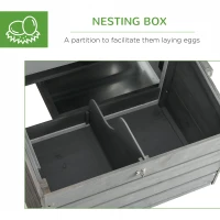 PawHut 124" Dual Chicken Coop, Large Chicken House, Gray(m-6)