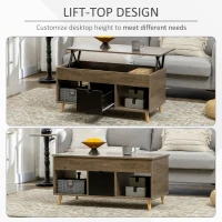 HOMCOM Lift Top Coffee Table with Hidden Storage Compartment, Drawer and Open Shelves, Coffee Table with Lift Tabletop, Center Table for Living Room, Espresso(m-4)