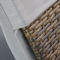 Outsunny Wicker Patio Lounger, Outdoor S Shape Recliners Lounge Chair w/ 5-Level Adjustable Backrest, Soft Padded Cushion for Outdoor Use, Grey(m-9)