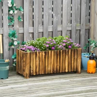 Outsunny 47" x 20" x 20" Raised Garden Bed, Raised Planter Box, Wooden Planter Raised Bed with Drainage Gaps & Lightweight Build, Natural Wood(m-2)
