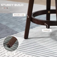 HOMCOM 26" Counter Height Bar Stools, Linen Fabric Kitchen Stools with Nailhead Trim, Rubber Wood Legs and Footrest for Dining Room, Counter, Pub, Set of 4, Dark Gray(m-5)