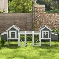 PawHut 124" Dual Chicken Coop, Large Chicken House, Gray(m-9)