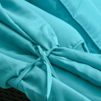 Outsunny Patio Daybed, Outdoor Wicker Double Daybed, PE Rattan Sun Lounger for 2-Person with Cushions, and Foldable Awning, for Garden, Balcony, Poolside, Green(m-7)