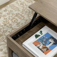 HOMCOM Lift Top Coffee Table with Hidden Storage Compartment, Drawer and Open Shelves, Coffee Table with Lift Tabletop, Center Table for Living Room, Espresso(m-8)