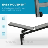 Outsunny 2 Pieces Patio Lounger Chair Set, Outdoor Aluminum Frame PE Rattan Wicker Sun Lounger Set w/ 5-Position Backrest and Wheels for Sun Room, Garden, Poolside, Dark Brown(m-6)