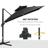 Outsunny 10x10ft Shade Umbrella with Solar LED Cold Lighted & Power Bank with Adjustable Angle for Backyard, Dark Grey(m-6)