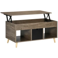 HOMCOM Lift Top Coffee Table with Hidden Storage Compartment, Drawer and Open Shelves, Coffee Table with Lift Tabletop, Center Table for Living Room, Espresso(m-2)