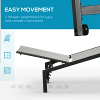 Outsunny 2 Pieces Patio Lounger Chair Set, Outdoor Aluminum Frame PE Rattan Wicker Sun Lounger Set w/ 5-Position Backrest and Wheels for Sun Room, Garden, Poolside, Light Grey(m-6)