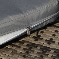 Outsunny 4 Pieces Outdoor Daybed with Retractable Canopy, PE Rattan Wicker Round Sofa Day Bed, Patio Sectional  Conversation Furniture Set with Cushions and Pillows, Grey(m-9)