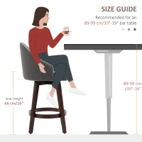 HOMCOM 26" Counter Height Bar Stools, Linen Fabric Kitchen Stools with Nailhead Trim, Rubber Wood Legs and Footrest for Dining Room, Counter, Pub, Set of 4, Dark Gray(m-7)