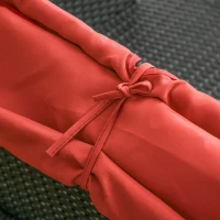 Outsunny Patio Daybed, Outdoor Wicker Double Daybed, PE Rattan Sun Lounger for 2-Person with Cushions, and Foldable Awning, for Garden, Balcony, Poolside, Red(m-7)