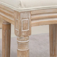 HOMCOM French-Style Upholstered Dining Chair Set, Armless Accent Side Chairs with Rattan Backrest and Linen-Touch Upholstery, Set of 4, Cream White(m-9)