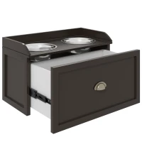 PawHut Large Dog Elevated Feeding Station with Drawer, Brown - Stylish Pet Feeder for Food & Water, Enhances Digestion(m-6)