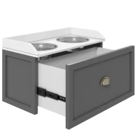 PawHut Elevated Large Dog Feeding Station with Storage Drawer, Brown, for Easy Meal Access(m-6)