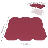 Outsunny 2/3 Seater Swing Canopy Replacement, Outdoor Swing Seat Top Cover, UV50+ Sun Shade (Canopy Only), Wine Red(m-3)
