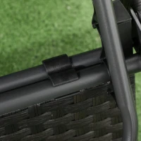 Outsunny Foldable Rattan Outdoor Lounger Chair Recliner with 5-Level Adjustable Backrest, Wheels for Garden, Patio, Mixed Brown(m-9)