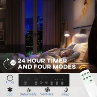 HOMCOM 8000 BTU Smart WiFi Enabled Portable Air Conditioner for Rooms Up to 215 Sq. Ft., 3-in-1 Moible AC Unit with Dehumidifier, Fan, Sleep, App & Remote, 24H Timer, Window Installation Kit, Black(m-6)