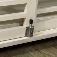 PawHut Dog Crate End Table with Cushion Sliding Door for Medium Dogs Wooden Wire Pet Kennel for Indoor Use, Natural(m-9)