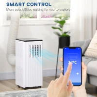 HOMCOM 8000 BTU Smart WiFi Portable Air Conditioner, Remote Control for Rooms up to 215 Sq. Ft., Energy Efficient, White(m-4)