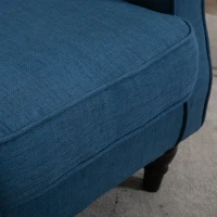 HOMCOM Button-Tufted Accent Chair with High Wingback, Rounded Cushioned Armrests and Thick Padded Seat, Set of 2, Blue(m-9)