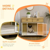 PawHut Dog Crate with Drawers, Soft Cushion, Lockable Door, for Small and Medium Dogs, Oak(m-6)