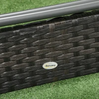 Outsunny Foldable Rattan Outdoor Lounger Chair Recliner with 5-Level Adjustable Backrest, Wheels for Garden, Patio, Mixed Brown(m-7)