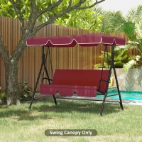Outsunny 2/3 Seater Swing Canopy Replacement, Outdoor Swing Seat Top Cover, UV50+ Sun Shade (Canopy Only), Wine Red(m-1)