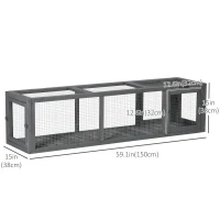 PawHut Catio Outdoor 59"L Cat Tunnel, Cat Enclosure DIY L- Shape with Extendable Design, Kitty shelter with Weather Protection, Removable Door, Lead Grey(m-3)