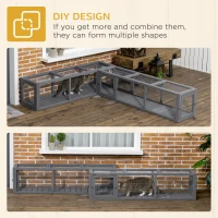 PawHut Catio Outdoor 59"L Cat Tunnel, Cat Enclosure DIY L- Shape with Extendable Design, Kitty shelter with Weather Protection, Removable Door, Lead Grey(m-9)