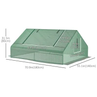 Outsunny 71" x 55" x 32" Mini Greenhouse Portable Hot House for Plants with 2 Large Windows and Ground Nails for Outdoor, Indoor, Garden, Gardening Kit, Green(m-3)