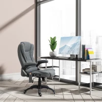 Vinsetto 6 Point Vibrating Massage Home Office Chair High Back Executive Chair with Reclining Back, Swivel Wheels, Grey(m-1)