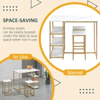 HOMCOM 3 Piece Bar Table and Chairs Set, Kitchen Table and 2 Bar Stools for Dining Room, Living Room, Small Space, White(m-5)