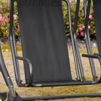 Outsunny 2 Seat Modern Outdoor Swing Chairs With Handrails and Removable Canopy - Black(m-11)