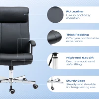 Vinsetto PU Leather Office Chair Desk Chair with 360 Degree Swivel Wheels Adjustable Height Tilt Function Black(m-7)