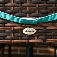 Outsunny 5-Piece Wicker Bar Set, Patio Bar Table Chair with Parasol Hole for Poolside, 31.5"x31.5"x39.8", Brown(m-9)