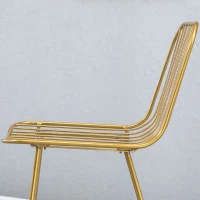 HOMCOM Modern Bar Stools, Metal Wire Bar Height Barstools, 30" Seat Height Bar Chairs for Kitchen with Back and Footrest, Set of 4, Gold(m-9)