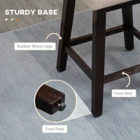 HOMCOM Counter Height Bar Stools, Swivel Bar Chairs, 25.5" High Fabric Tufted Breakfast Barstools for Kitchen, Set of 4, Beige(m-6)