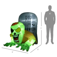 HOMCOM 5ft Halloween Inflatables, Zombie with Tombstone, Outdoor Blow Up Yard Decoration with Build-in LED(m-3)